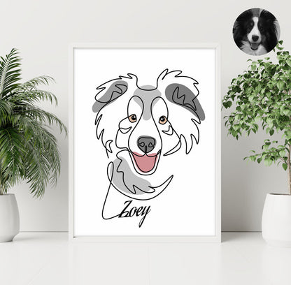 Continuous Dog Line Art Portrait